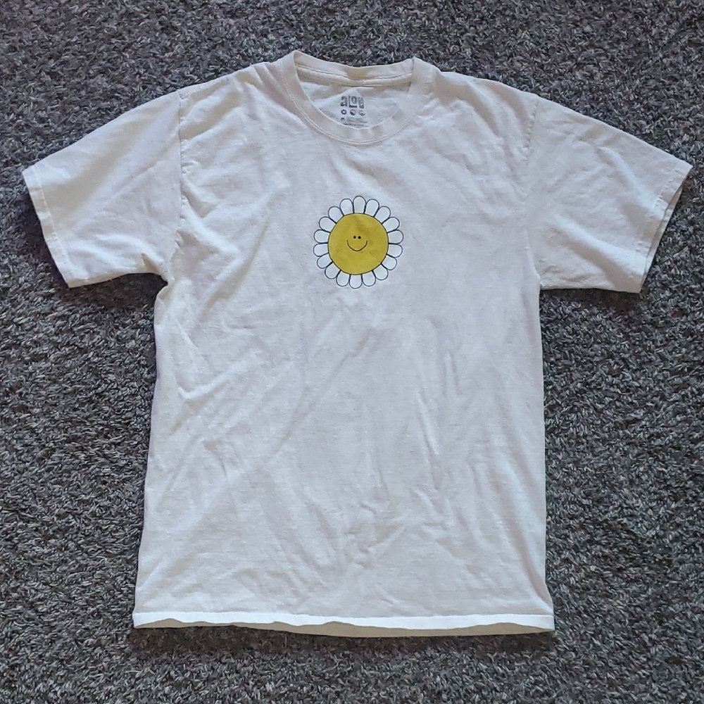 ALO Yoga White Smiley Face Tee - Short Sleeve